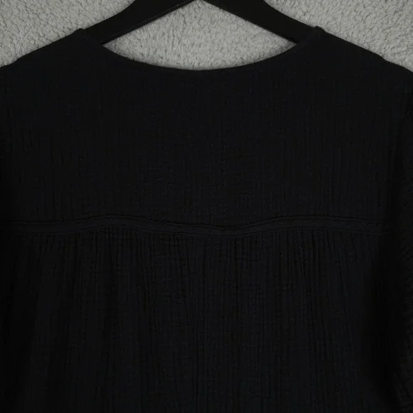 Chicos Dress Womens 2 US 12 Black Gauze Tiered Midi Puff Sleeve Casual Coastal - Picture 10 of 10